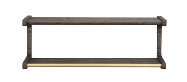 ROWICO Inverness hattehylde, m. bøjlestænger - guld metal og brun eg (B:80)