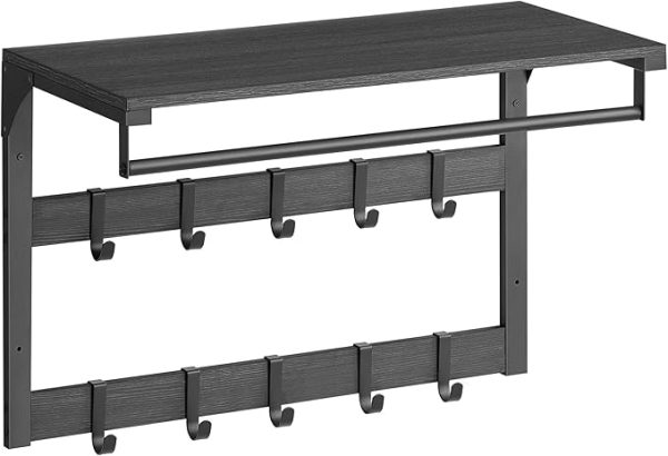 Knagerække med bøjlestang og hattehylde 65x30 cm - sort - Entremøbler og garderobe > Knagerækker og garderobe - Daily-Living