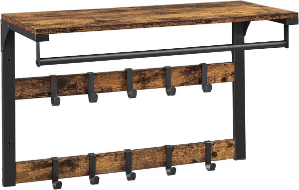 Knagerække med bøjlestang og hattehylde 80x30 cm - rustik brun - Entremøbler og garderobe > Knagerækker og garderobe - Daily-Living