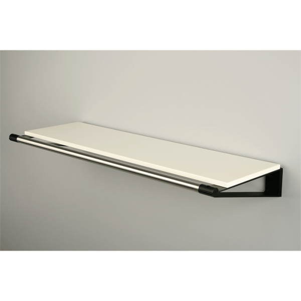 Knax hylde 8 hattehylde - 80 cm - Hvid helplade - Sorte hyldebærere
