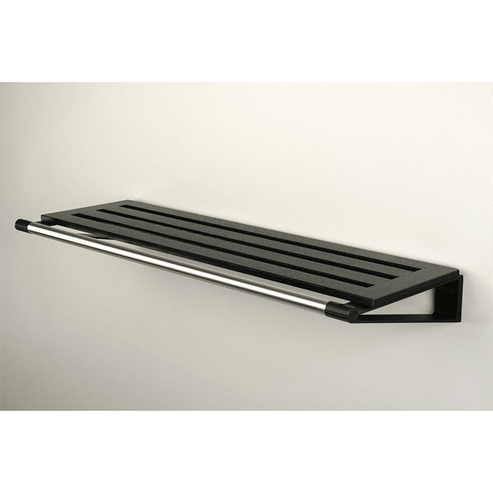 Knax hylde 10 hattehylde - 100 cm - Sortbejdset eg - sorte hyldebærere