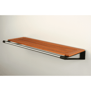 Knax hylde 6 hattehylde - 60 cm - lakeret mahogni - Sorte hyldebærere