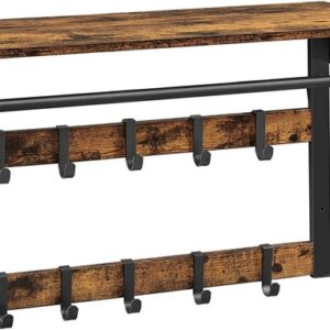 Knagerække med bøjlestang og hattehylde 65x30 cm - rustik brun - Entremøbler og garderobe > Knagerækker og garderobe - Daily-Living