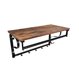 VASAGLE hattehylde, m. 5 knager og 1 bøjlestang - brun spånplade og sort stål